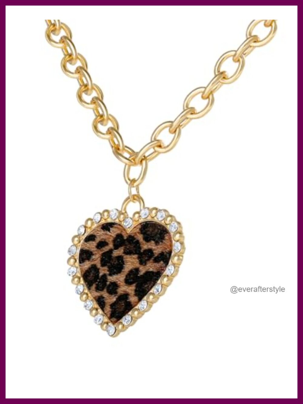 Chunky Heart Pendant Necklace Gold Tone Pave Crystal 18in Adjustable Chain